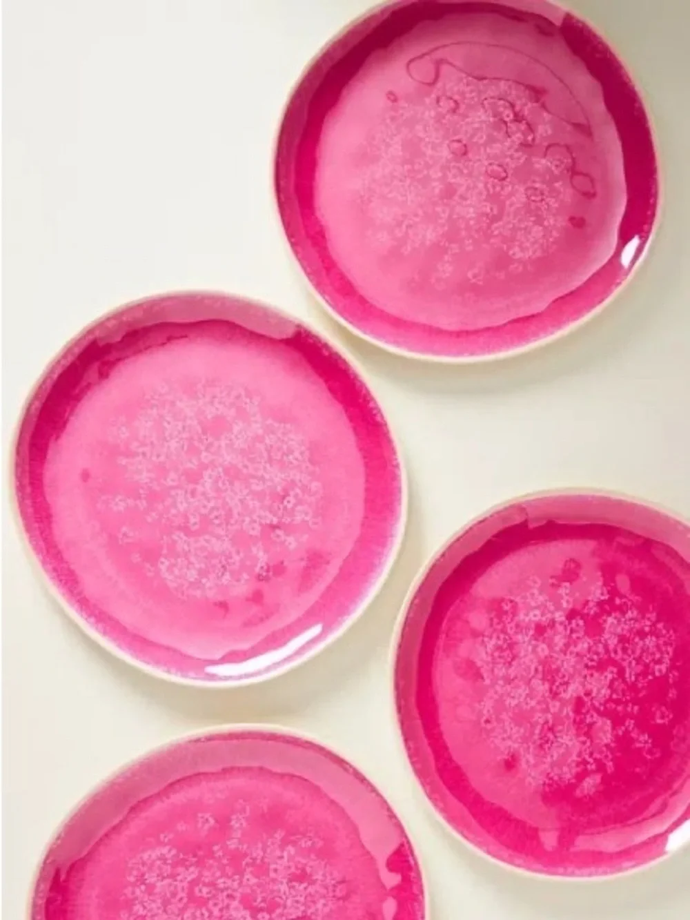Anthropologie pink 3pcs plates with white speckles